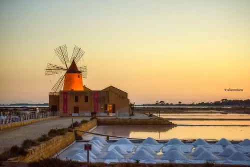 Windmill and salt production at Stagnone Reserve